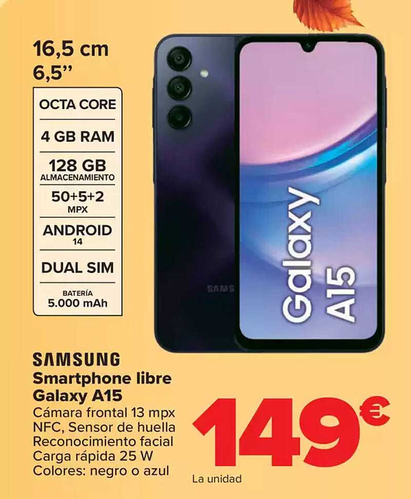 Samsung Smartphone libre Galaxy A15