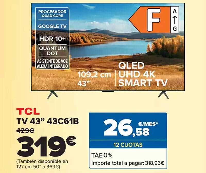 TCL TV 43” 43C61B QLED UHD 4K SMART TV