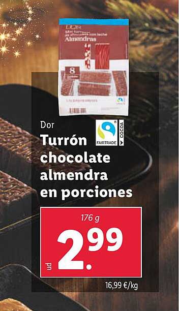 Turrón chocolate almendra en porciones