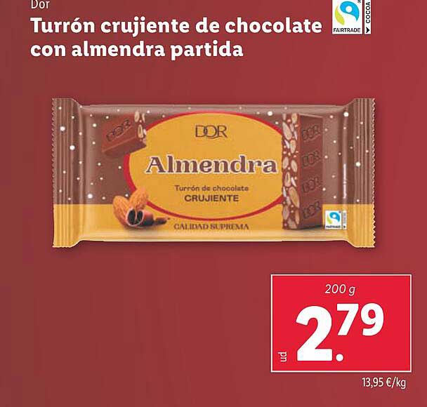 Turrón crujiente de chocolate con almendra partida