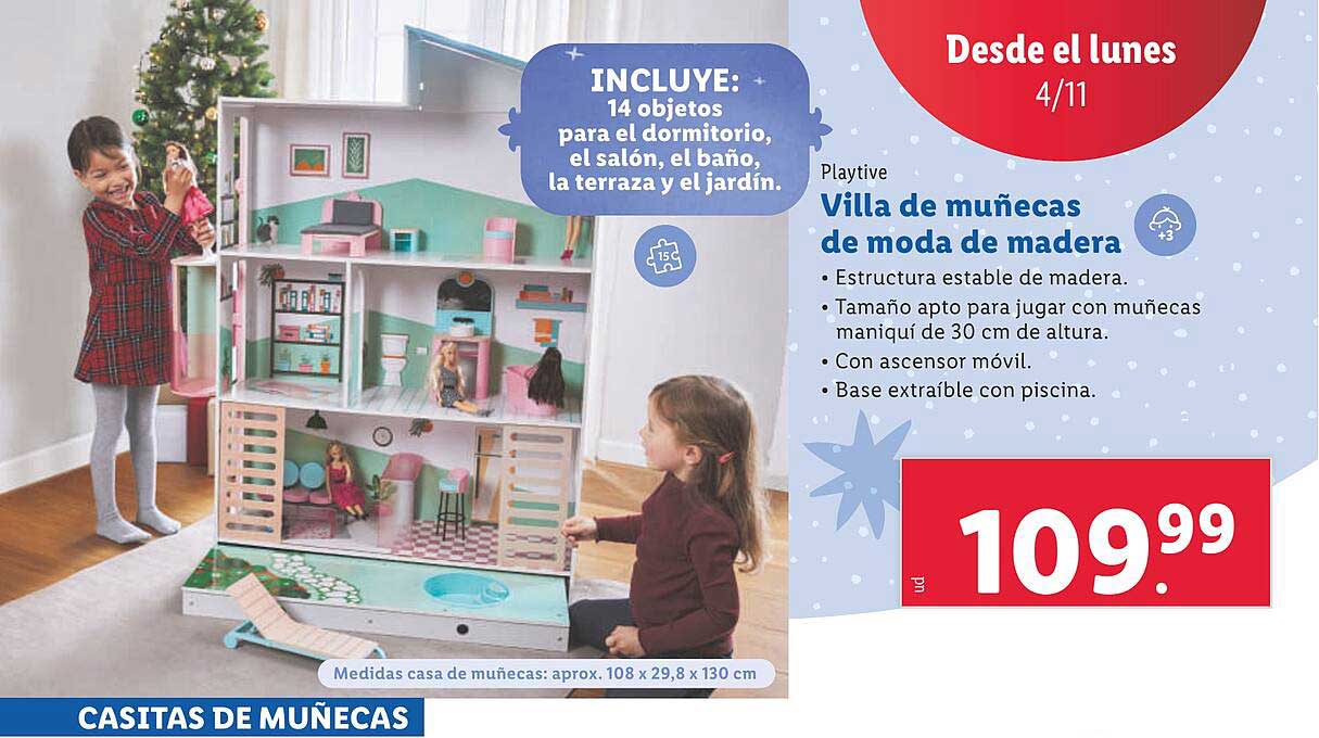 Villa de muñecas de moda de madera