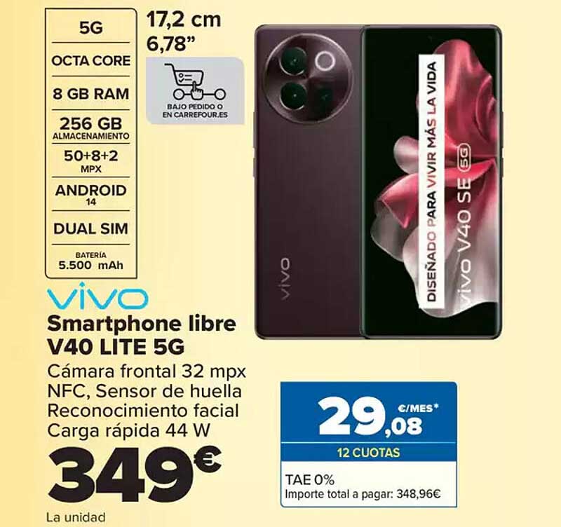 VIVO Smartphone libre V40 LITE 5G