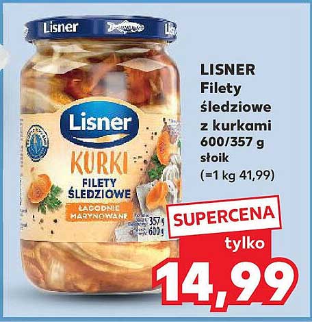 LISNER Filety śledziowe z kurkami 600/357 g słoik