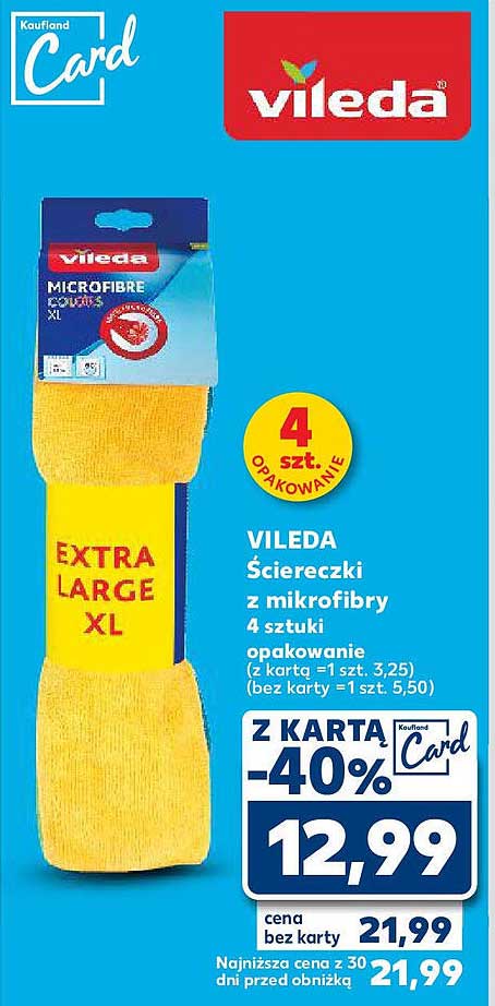 VILEDA Ściereczki z mikrof fibry 4 sztuki opakowanie