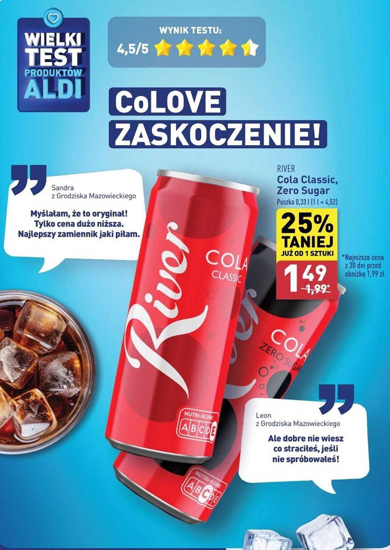CoLOVE ZASKOCZENIE! RIVER Cola Classic, Zero Sugar