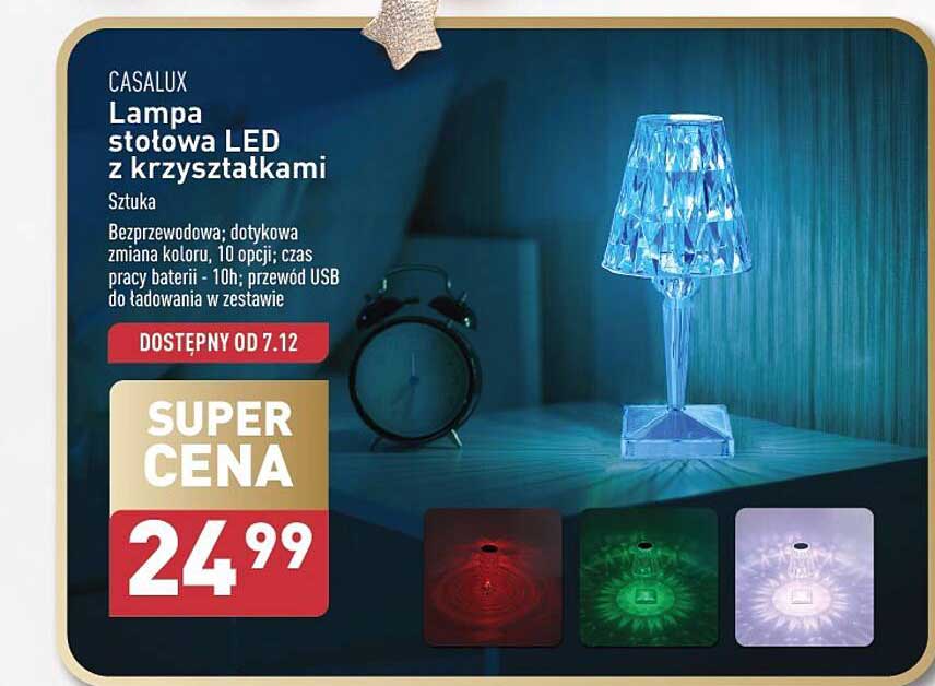 CASALUX Lampa stołowa LED z kryształkami
