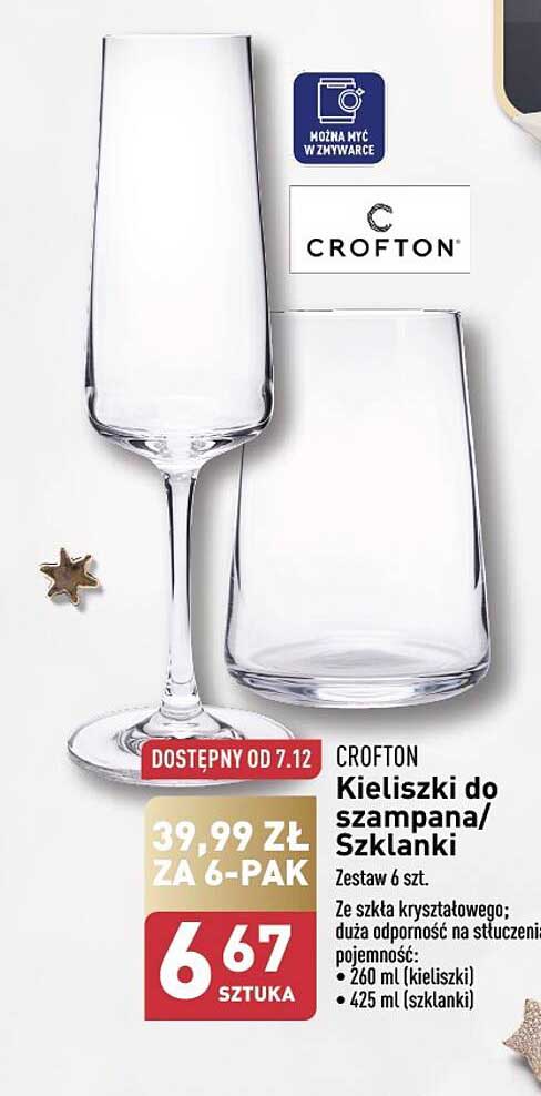 CROFTON Kieliszki do szampana/Szklanki