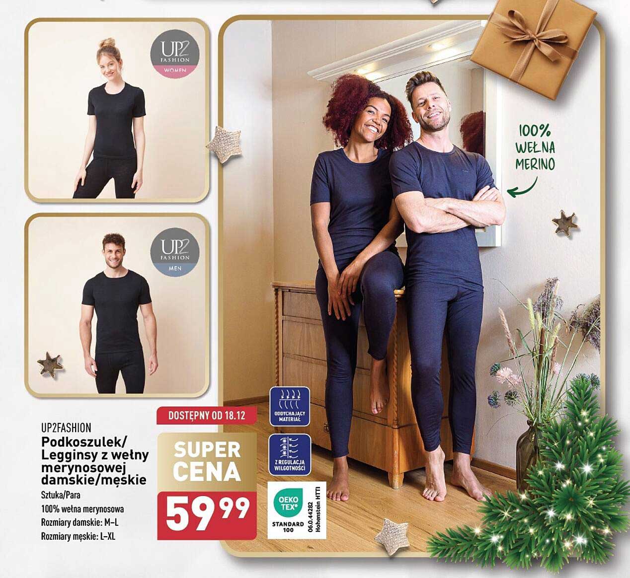 UP2FASHION Podkoszulek/Legginsy z wełny merinosowej damskie/męskie