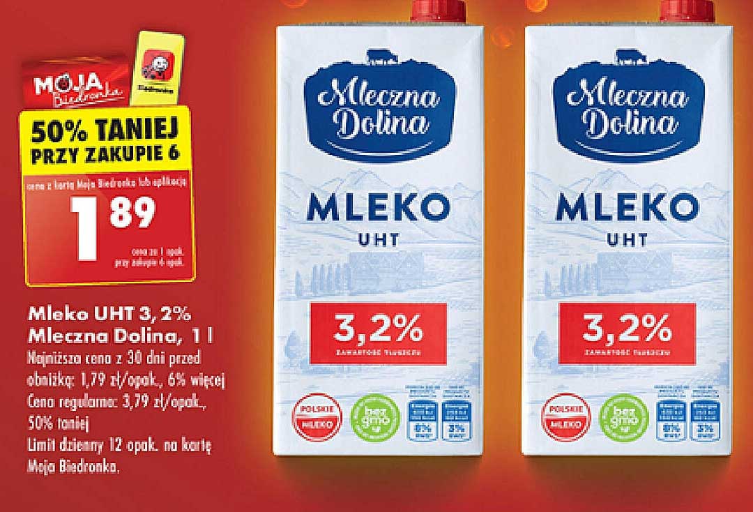 Mleko UHT 3,2% Mleczna Dolina, 1 l