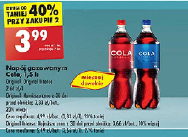 Napój gazowany Cola, 1,5 l: Original, Original Intense