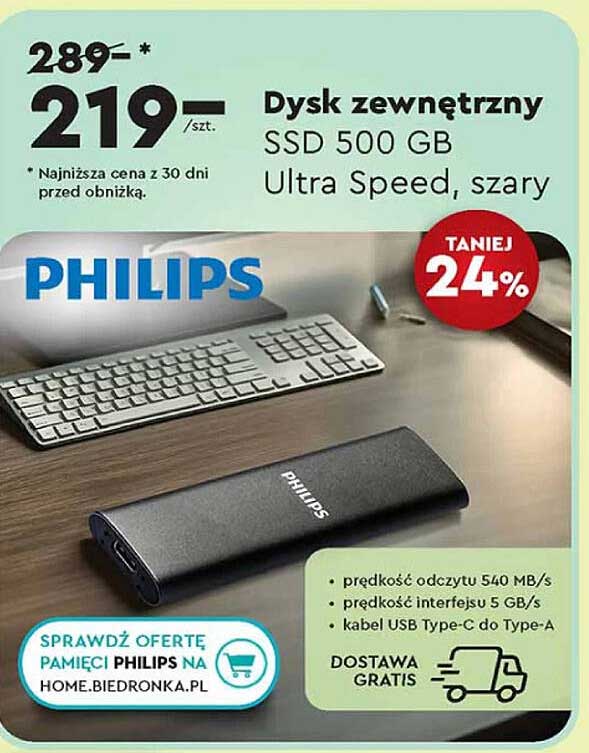 Dysk zewnętrzny SSD 500 GB Ultra Speed, szary