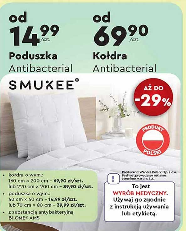 Poduszka Antibacterial  
Kołdra Antibacterial