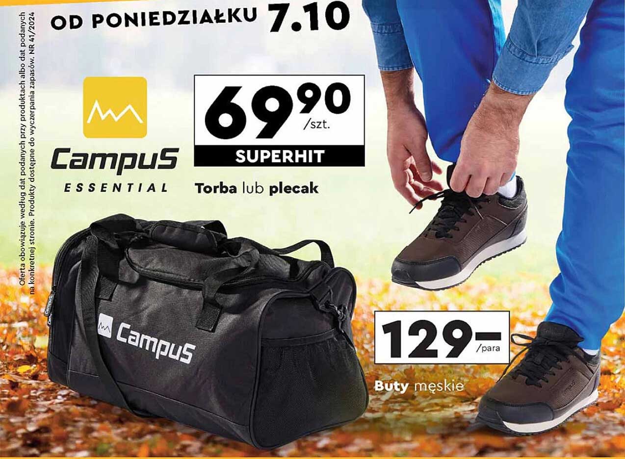 Torba lub plecak  
Buty męskie  