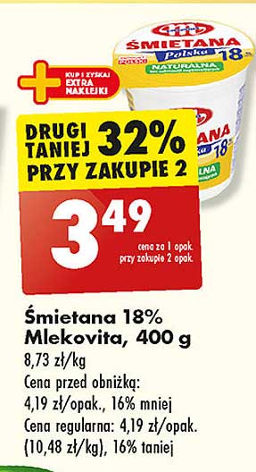Śmietana 18% Mlekovita, 400 g