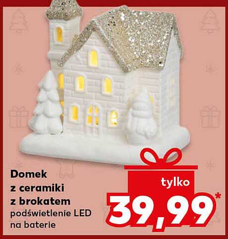 Domek z ceramiki z brokatem podświetlenie LED na baterie