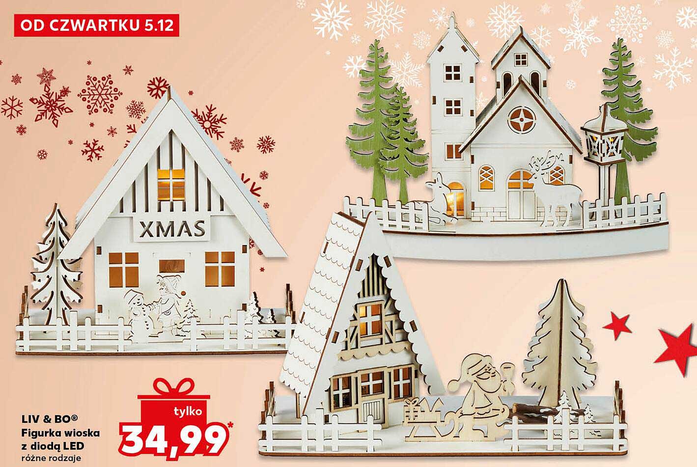LIV & BO® Figurka wioska z diodą LED różne rodzaje