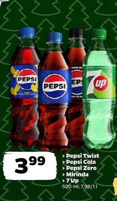 Pepsi Twist  
Pepsi Cola  
Pepsi Zero  
Mirinda  
7 Up