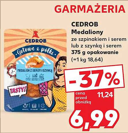 CEDROB Medaliony ze szpinakiem i serem lub z szynką i serem
