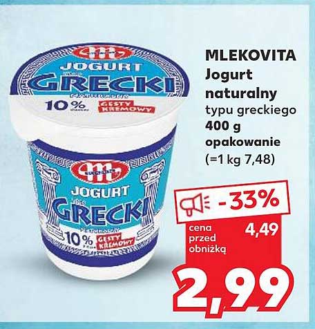 MLEKOVITA Jogurt naturalny typu greckiego