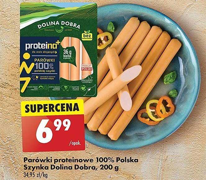 Parówki proteinowe 100% Polska Szynka Dolina Dobra, 200 g