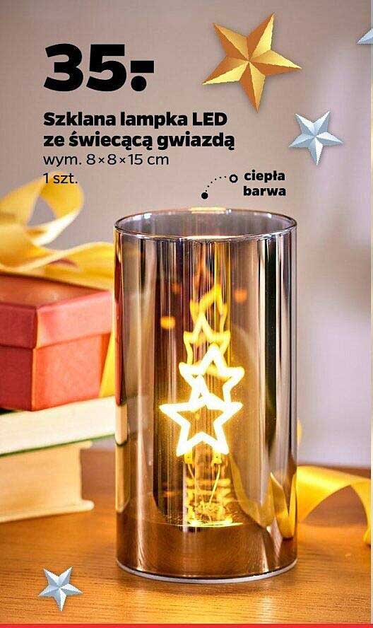 Szklana lampka LED ze świecącą gwiazdą