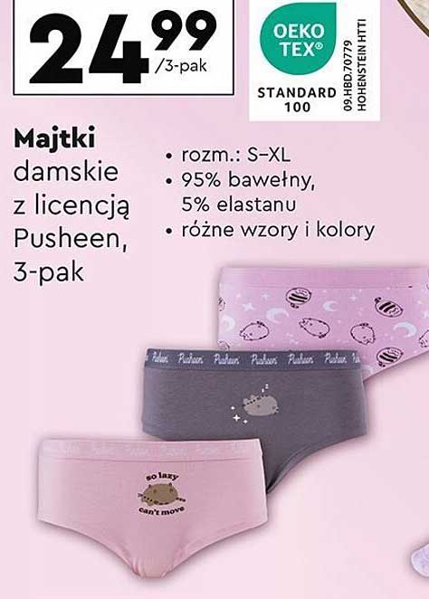 Majtki damskie z licencją Pusheen, 3-pak