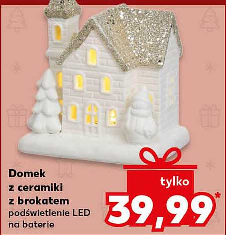 Domek z ceramiki z brokatem podświetlenie LED na baterie