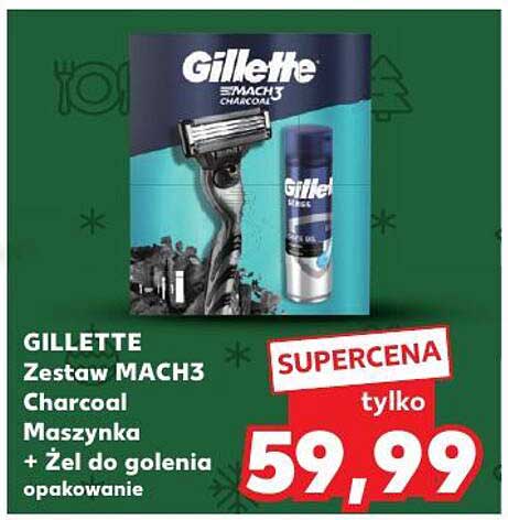 GILLETTE Zestaw MACH3 Charcoal Maszynka + Żel do golenia opakowanie