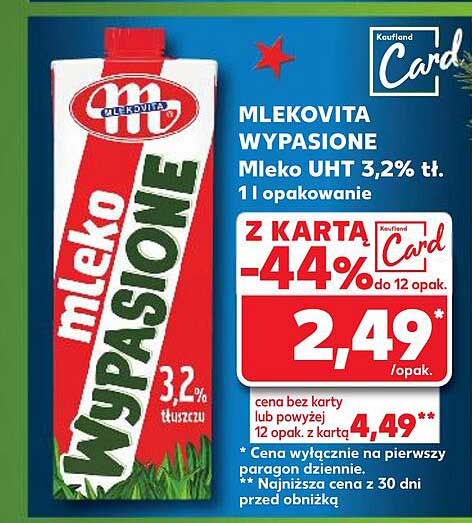MLEKOVITA WYPASIONE Mleko UHT 3,2% tł. 1l opakowanie