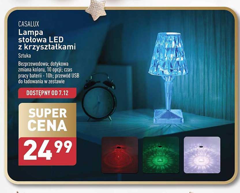 CASALUX Lampa stołowa LED z kryształkami