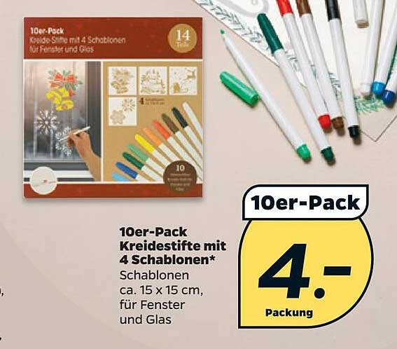 10er-Pack Kreidestifte mit 4 Schablonen*