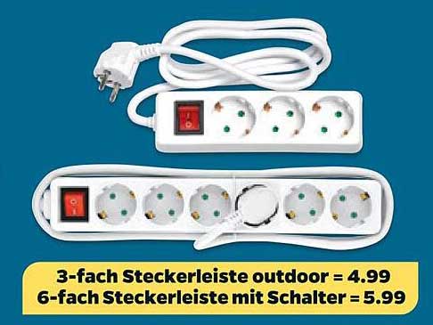 3-fach Steckerleiste outdoor  
6-fach Steckerleiste mit Schalter