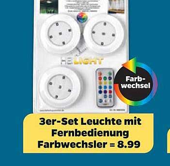 3er-Set Leuchte mit Fernbedienung Farbwechler