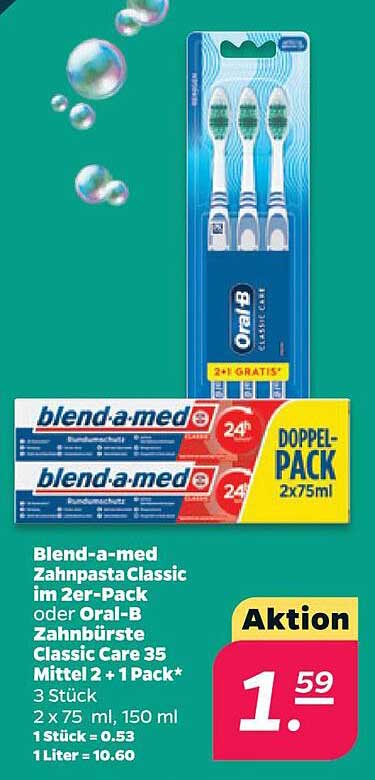 Blend-a-med Zahnpasta Classic im 2er-Pack oder Oral-B Zahnbürste Classic Care 35