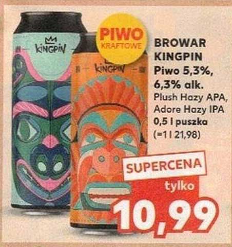 BROWAR KINGPIN Piw o 5,3%, 6,3% alk. Plush Hazy APA, Adore Hazy IPA 0,5 l puszka