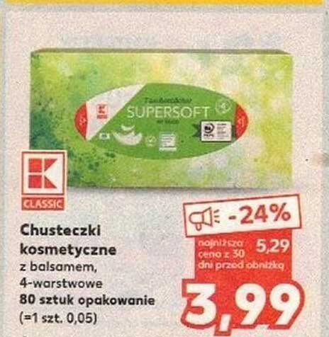 Chusteczki kosmetyczne SUPERSOFT 80 sztuk opakowanie