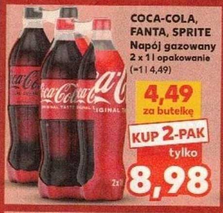 Coca-Cola, Fanta, Sprite  
Napój gazowany 2 x 1 opakowanie