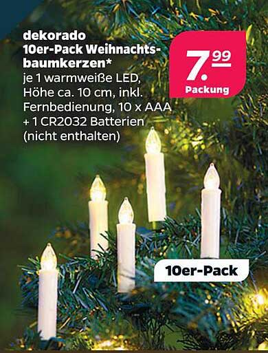 dekorado 10er-Pack Weihnachtsbaumkerzen*