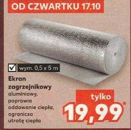 Ekran zagrzewnikowy aluminiowy, poprawia oddawanie ciepła, ogranicza utratę ciepła