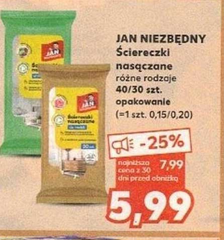 JAN NIEZBĘDNY Ściereczki nawilżane różne rodzaje 40/30 szt. opakowanie