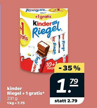 kinder Riegel + 1 gratis*