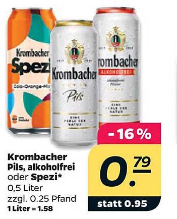 Krombacher Pils, alkholfrei oder Spezi*