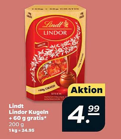 Lindt Lindor Kugeln + 60 g gratis*