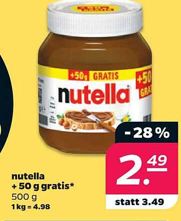 nutella + 50 g gratis*