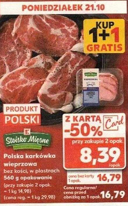 Polska karkówka wieprzowa bez kości, w plastrach