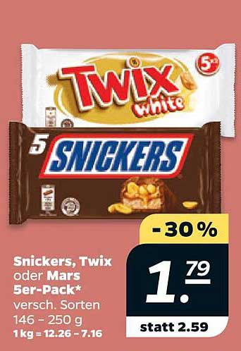 Snickers, Twix oder Mars 5er-Pack