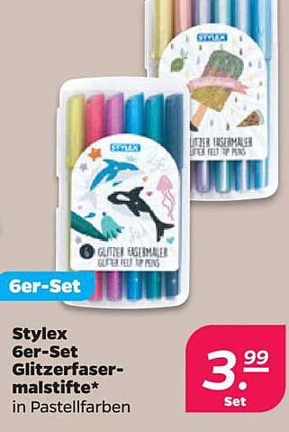 Stylex 6er-Set Glitzerfasermalstifte* in Pastellfarben