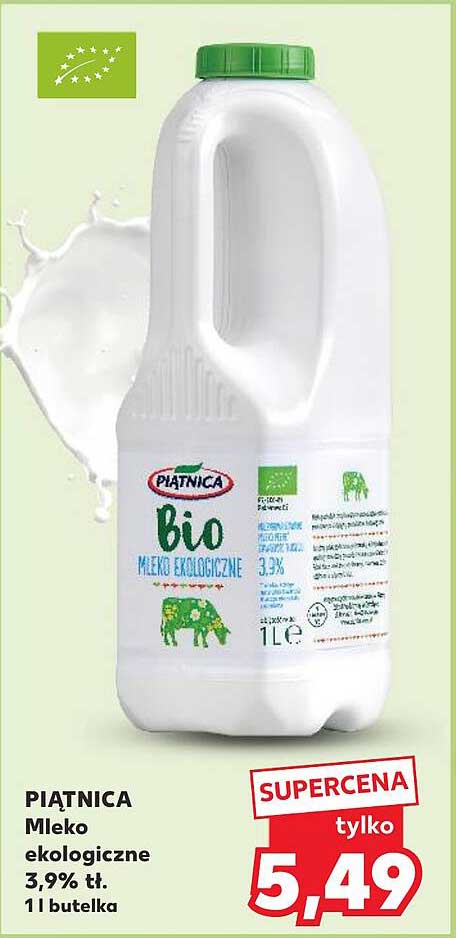 PIAŁTNICA Bio Mleko ekologiczne 3,9% tł. 1l butelka