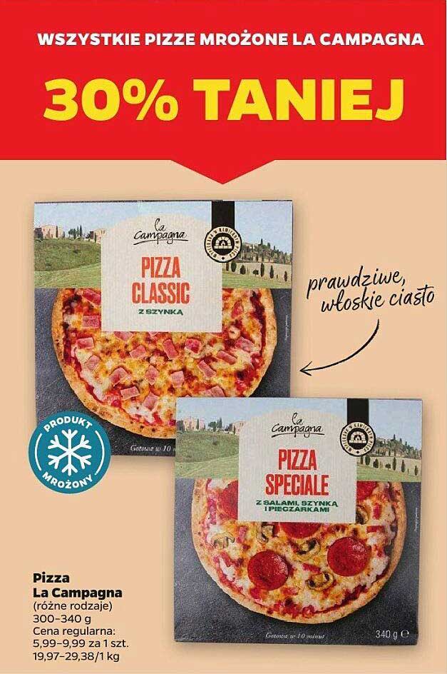 Pizza Classic z szynką  
Pizza Speciale z salami, szynką i pieczarkami