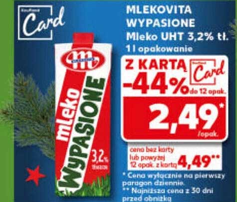 Mleko WYPASIONE MLEKOVITA 3,2% 1l opakowanie